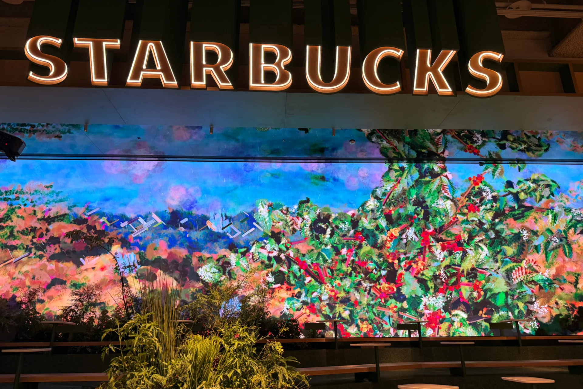Coffee Landscape under the STARBUCKS sign