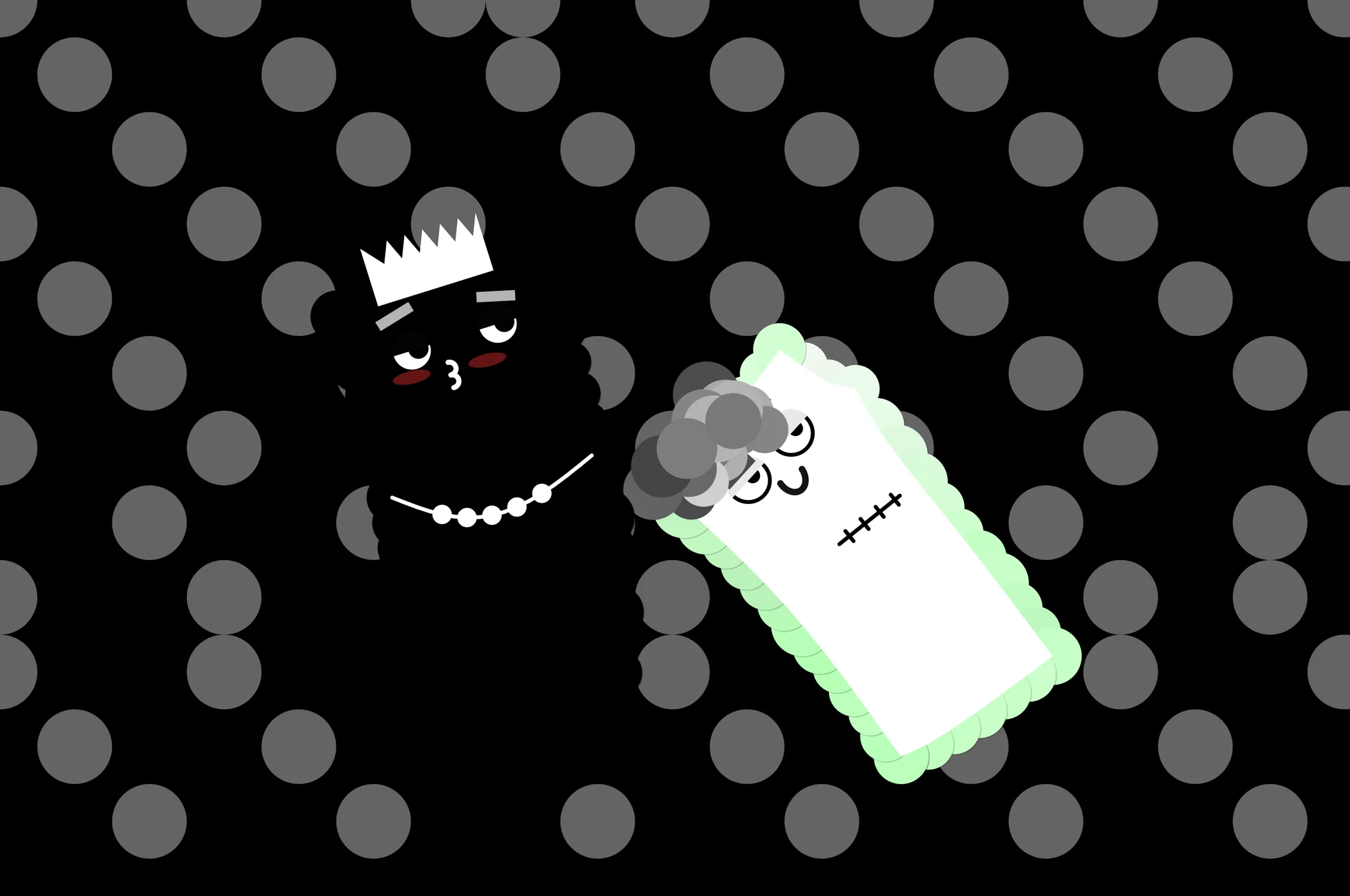 CryptoPochi, Black and white: a crown and a pearl necklace