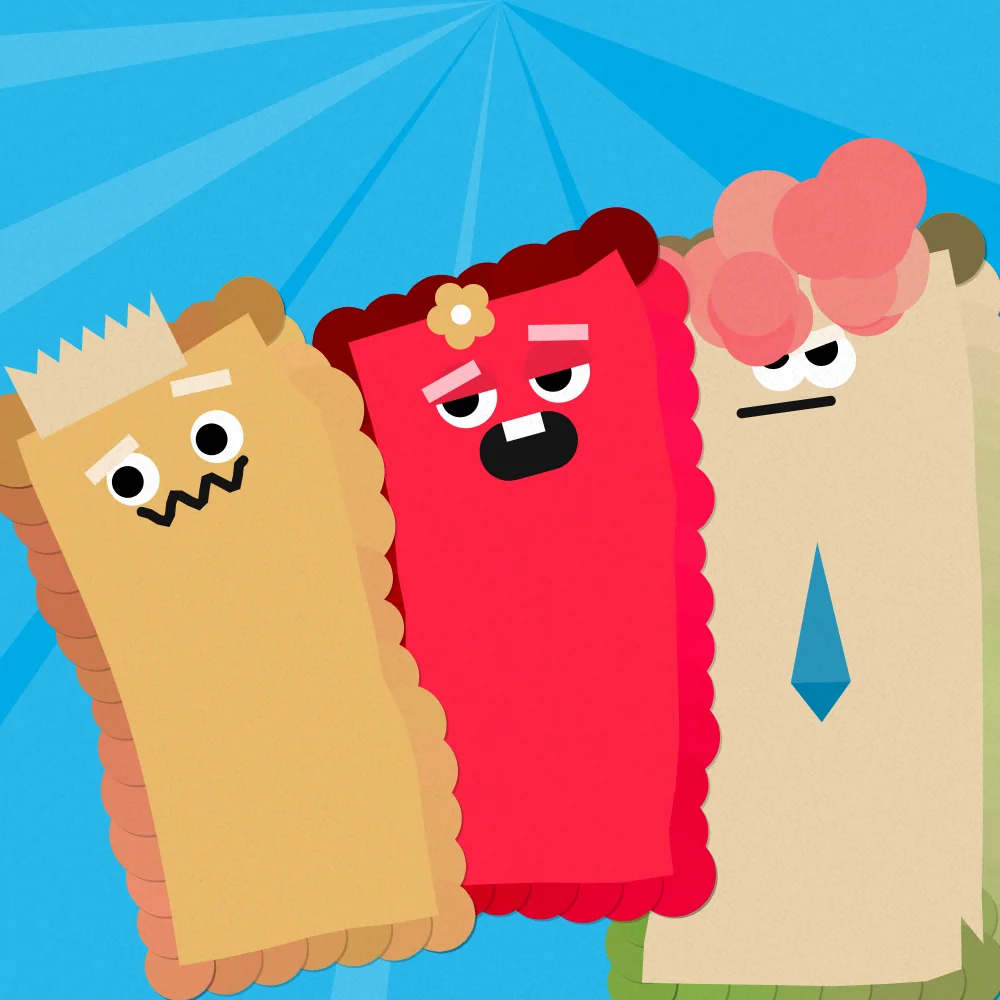 A render from January 2022: three Pochis on blue rays