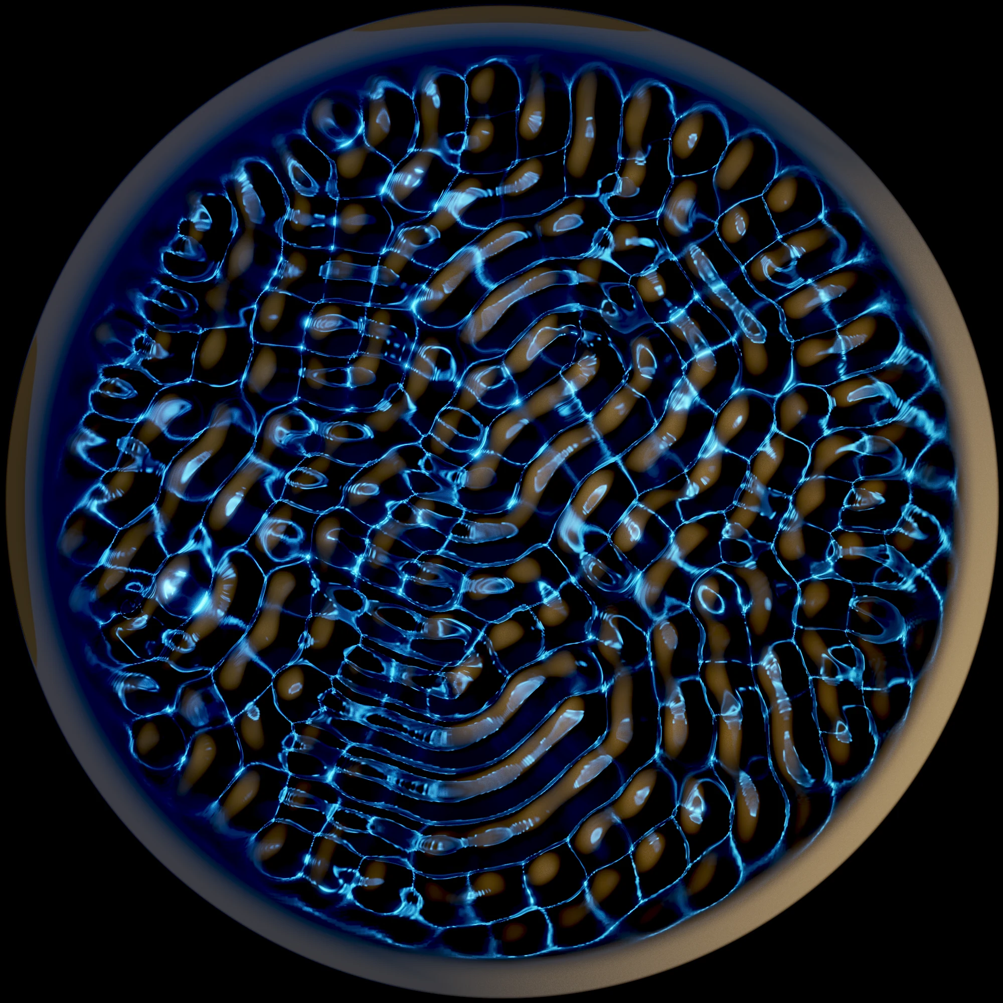 Bubbles, tungsten against blue