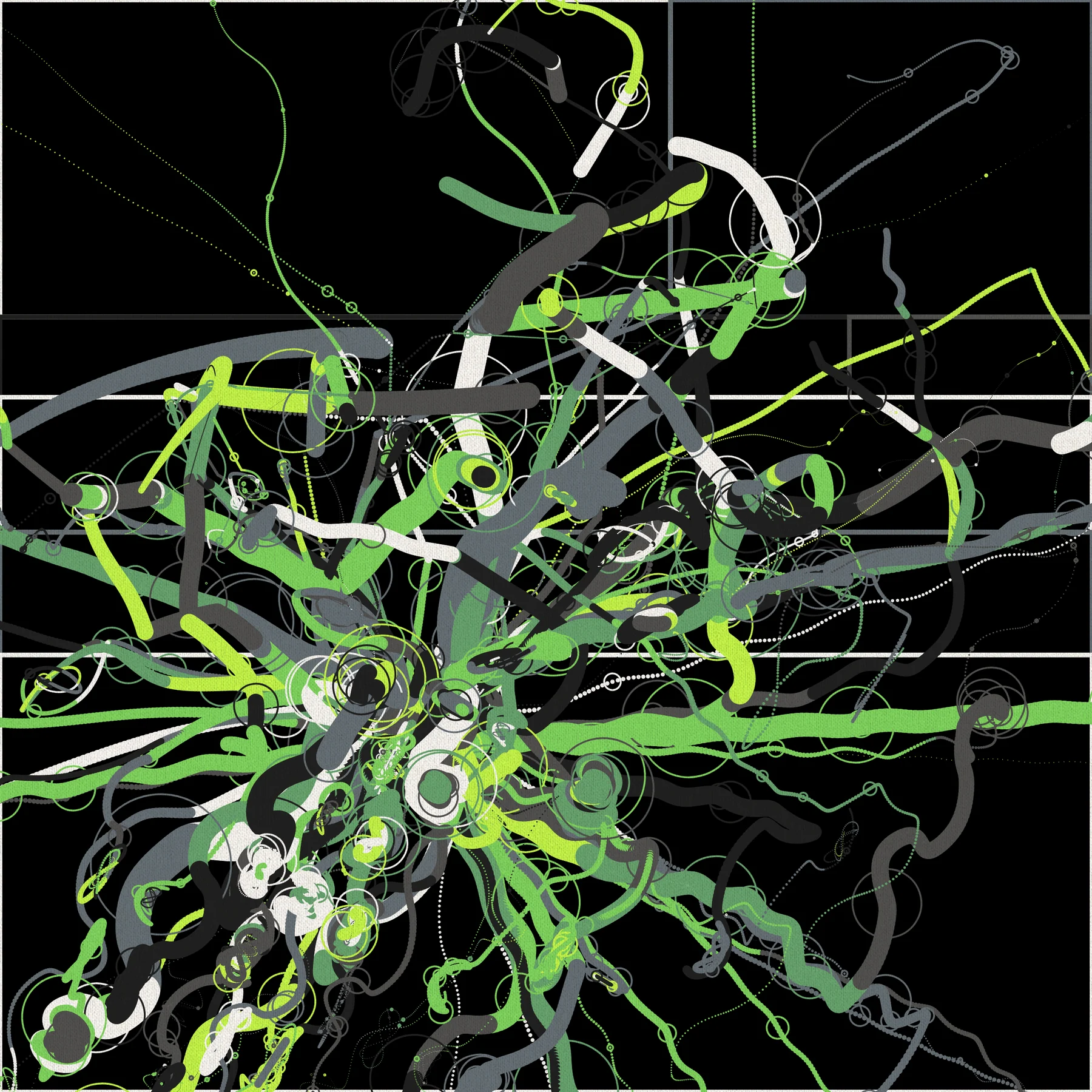 Electriz #517: Vine, wireframe: printed on canvas in 2024