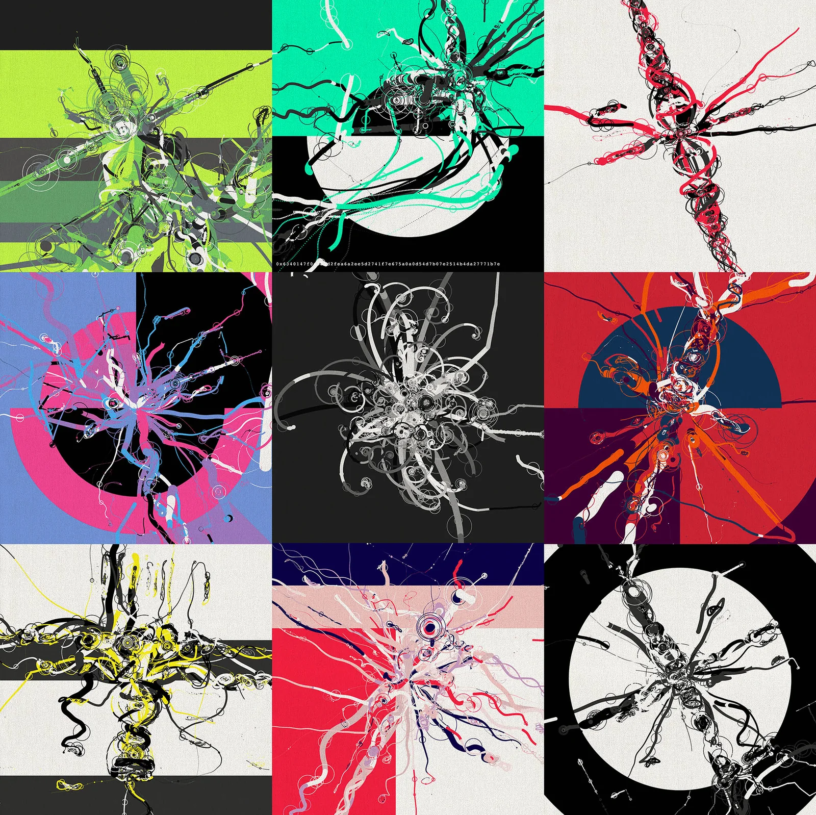 A whole batch of third-version outputs tiled together