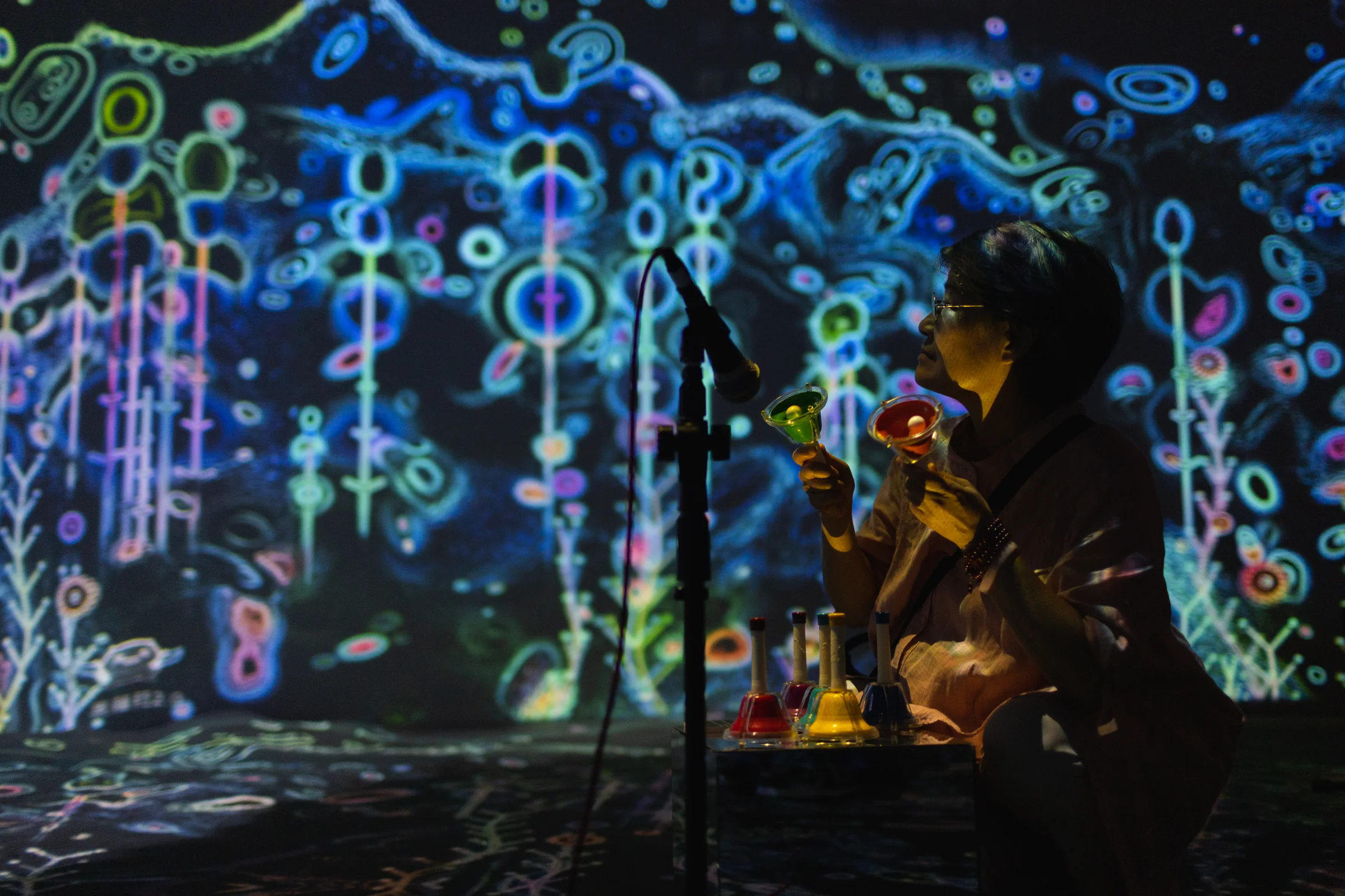 The Eternal Garden in a Bottle, Pier-2, Singing into the bottle through a microphone