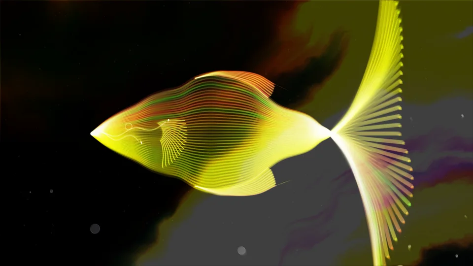 Soul Fish #291: Gold and khaki, no scales, no vertical fin, chord set Am-1