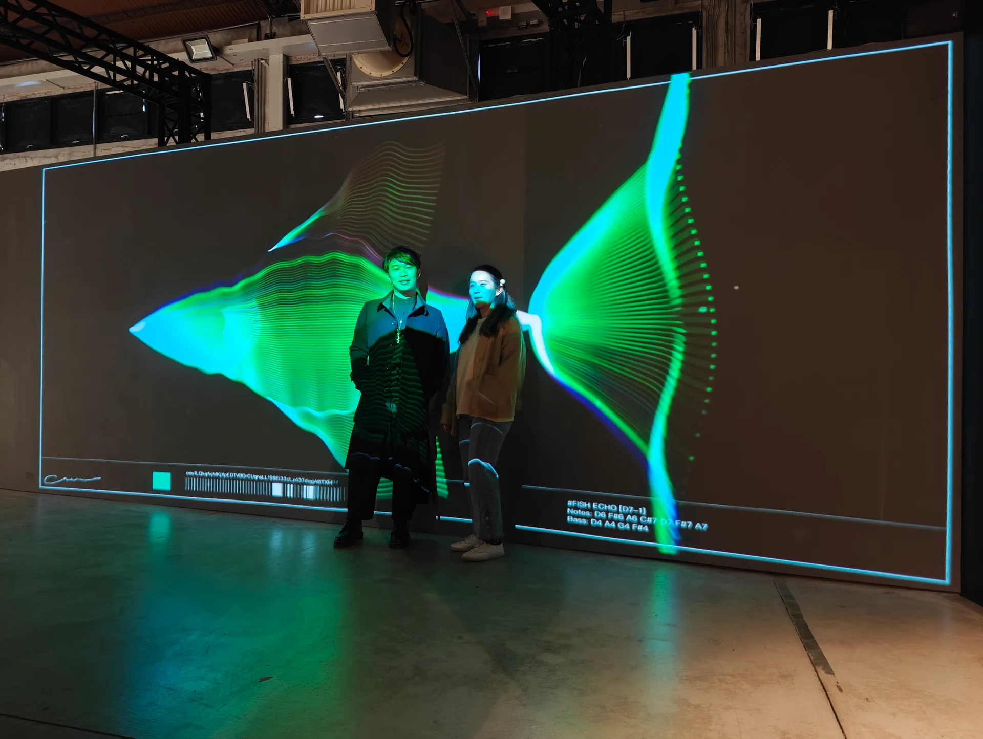 Soul Fish on site: DIGI-FI Yilan: visitors and a green fish