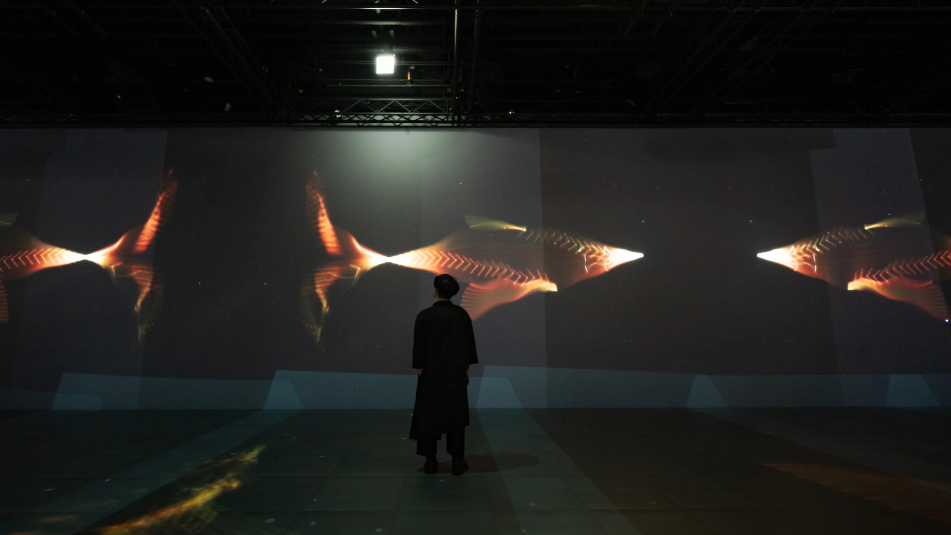 Soul Fish on site: Chaos Laboratory: orange fish and a visitor