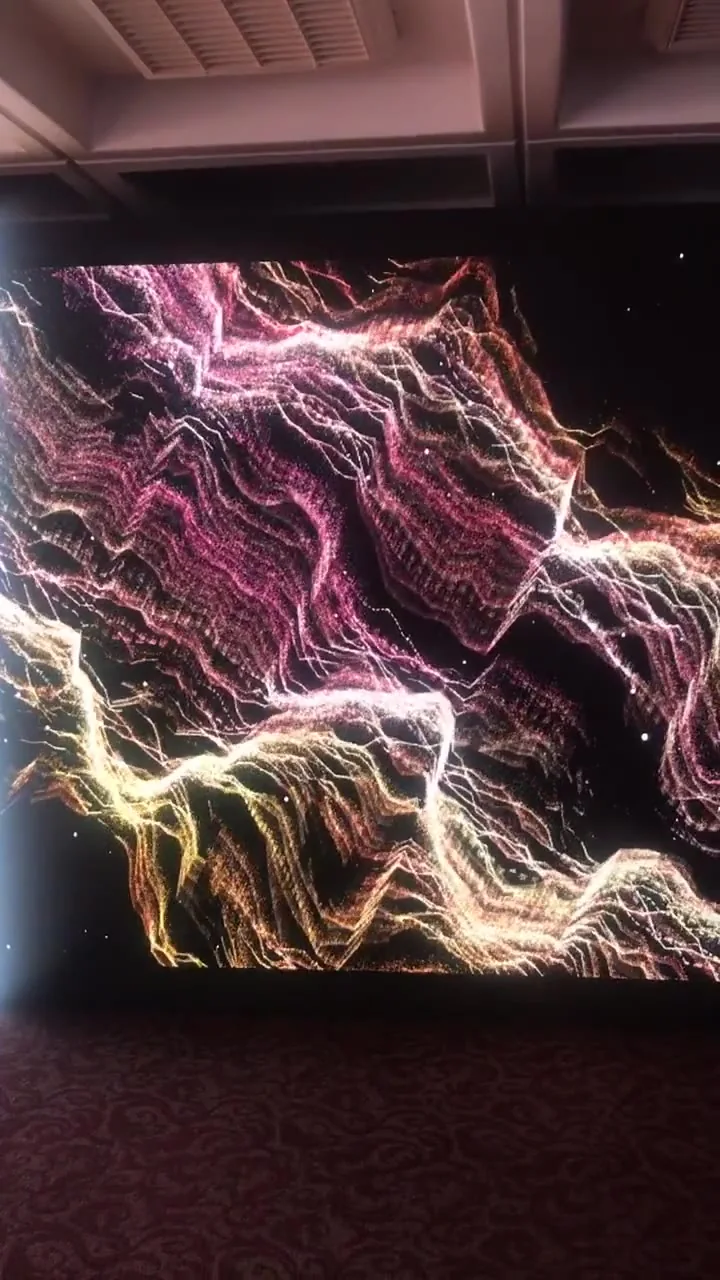 SoulSea: The LED wall at the Tech Summit in Tehran, 21 November 2023, a frame from a phone recording on site
