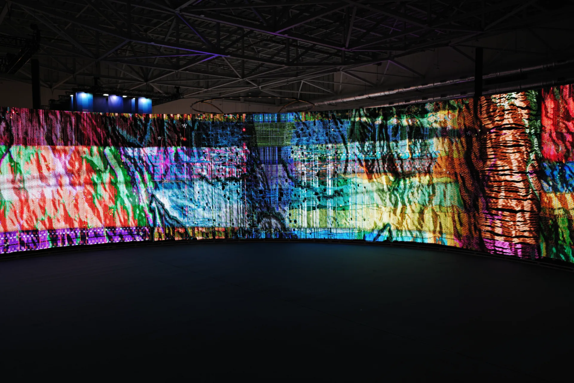 Woven Land, Woven River on site: The whole arc, seen from inside the ring