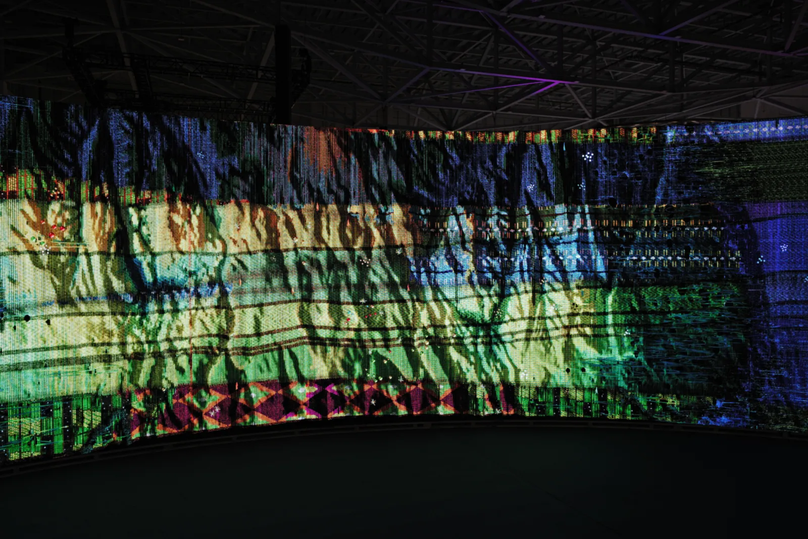 Woven Land, Woven River on site: The terrain rising and falling in the cloth