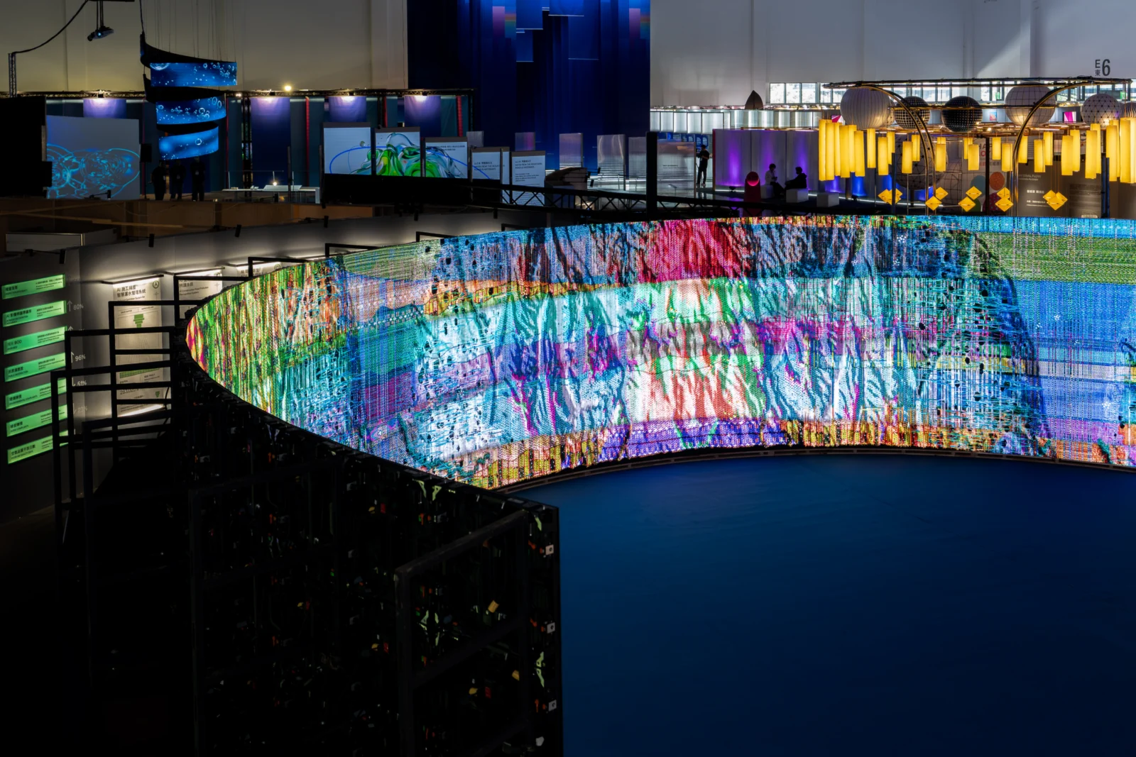 Woven Land, Woven River on site: From outside, the cloth running round the ring