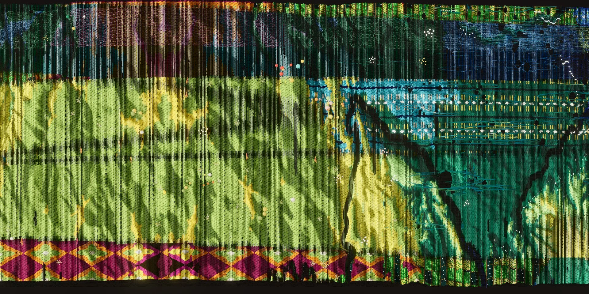 Bare warp where the river runs