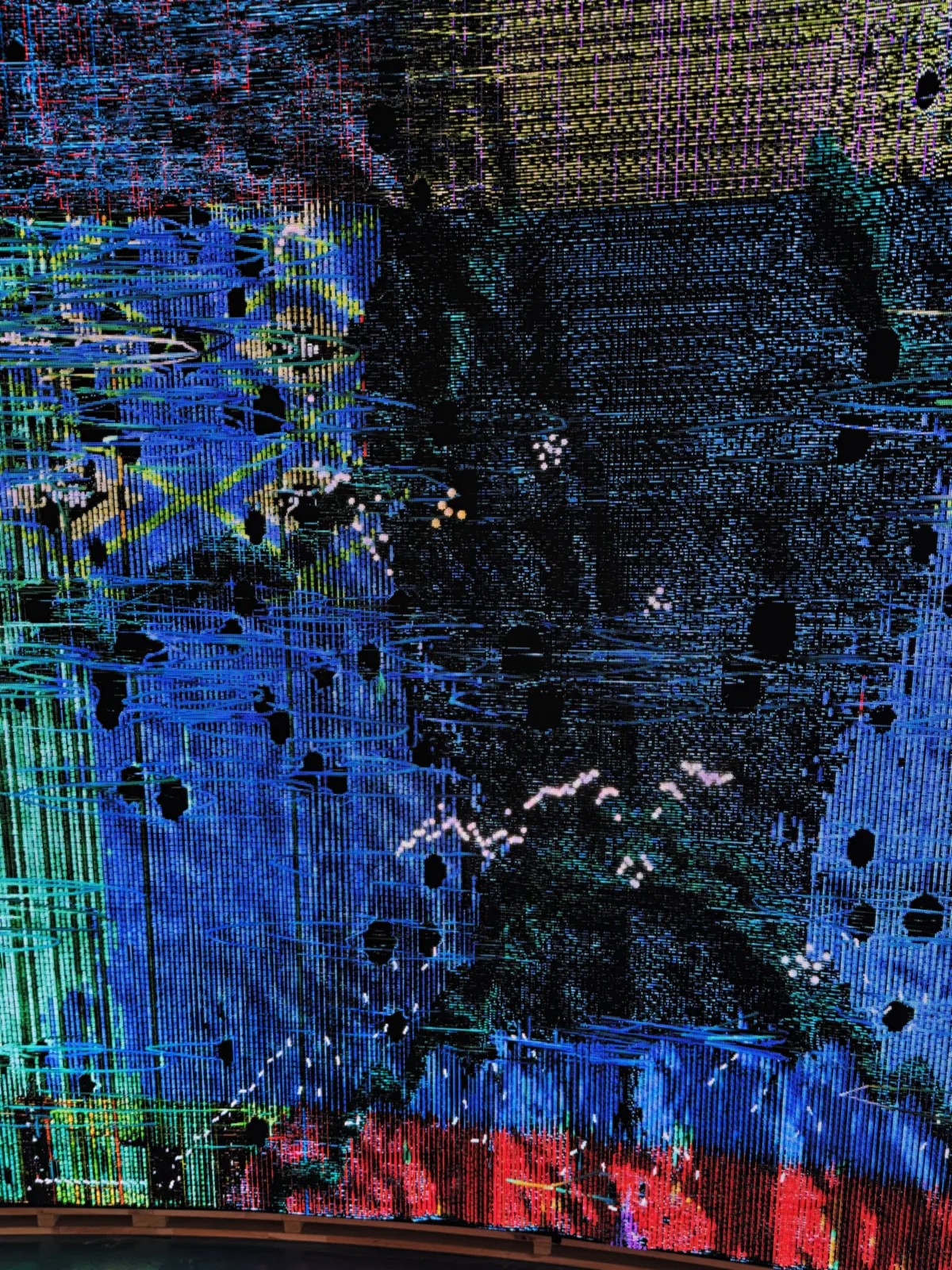 Woven Land, Woven River on site: Close up: gaps in the blue cloth